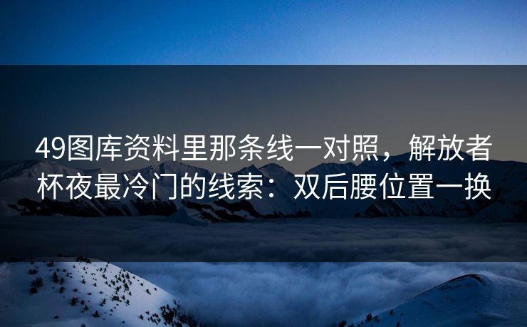 49图库资料里那条线一对照，解放者杯夜最冷门的线索：双后腰位置一换